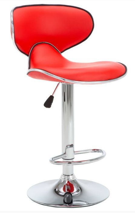 Chaise de bar simili cuir rouge et pieds métal chromé Our - Lot de 2 - Photo n°1