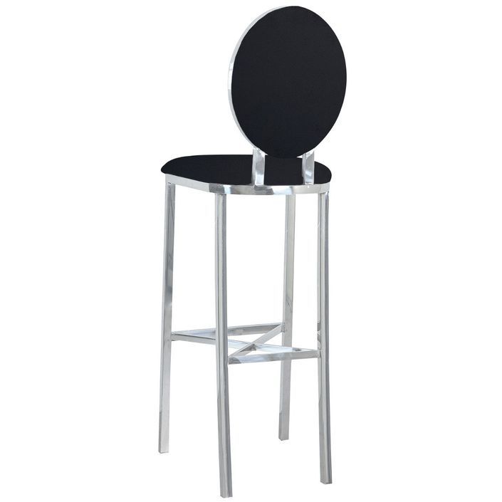 Chaise de bar simili noir et métal argenté Sandra - Lot de 2 - Photo n°5