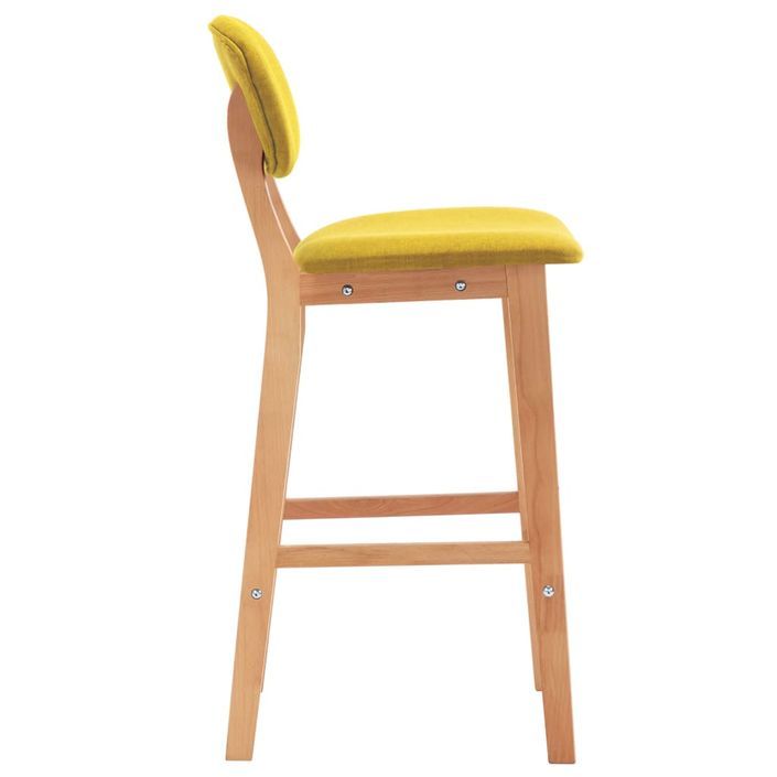 Chaise de bar tissu jaune moutarde et bois de hêtre massif Kamila - Lot de 2 - Photo n°4