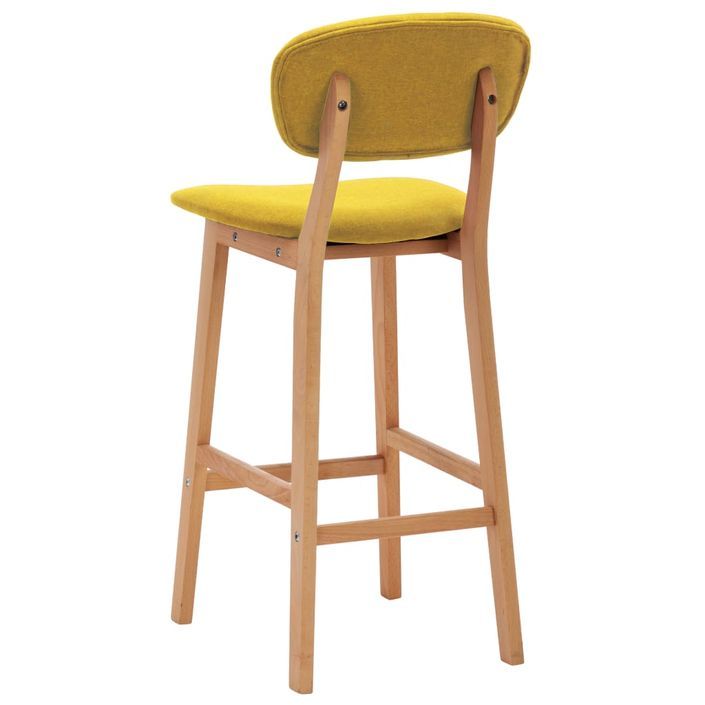 Chaise de bar tissu jaune moutarde et bois de hêtre massif Kamila - Lot de 2 - Photo n°5
