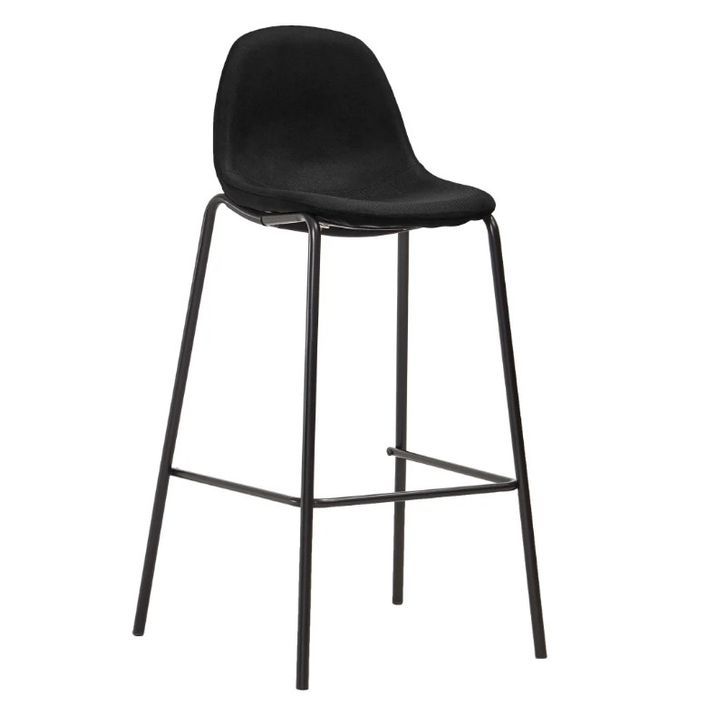 Chaise de bar tissu noir et pieds métal noir Cassie - Lot de 2 - Photo n°2