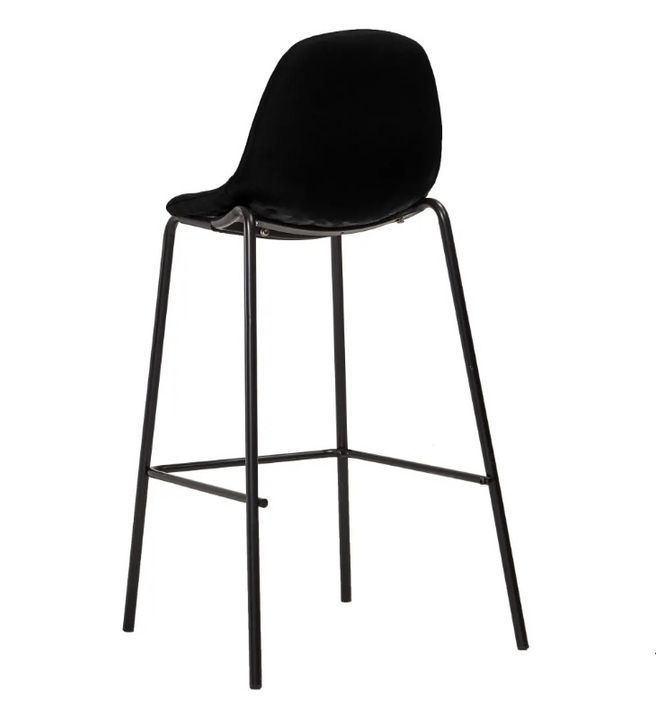 Chaise de bar tissu noir et pieds métal noir Cassie - Lot de 2 - Photo n°4