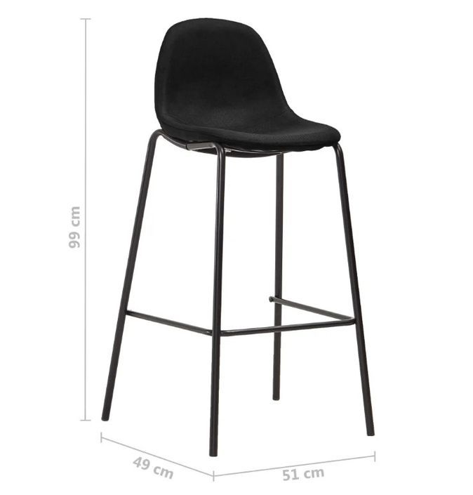 Chaise de bar tissu noir et pieds métal noir Cassie - Lot de 2 - Photo n°7