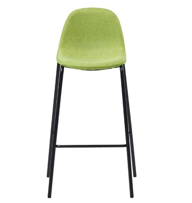 Chaise de bar tissu vert et pieds métal noir Cassie - Lot de 4 - Photo n°3