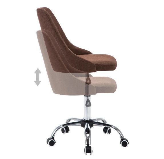 Chaise de bureau à roulettes réglable tissu marron Tinnie - Lot de 2 - Photo n°5
