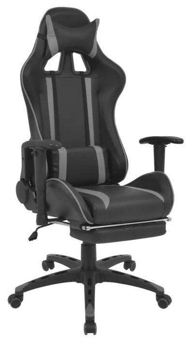 Chaise de bureau avec accoudoirs et repose pieds similicuir gris et noir Fergia 2 - Photo n°1