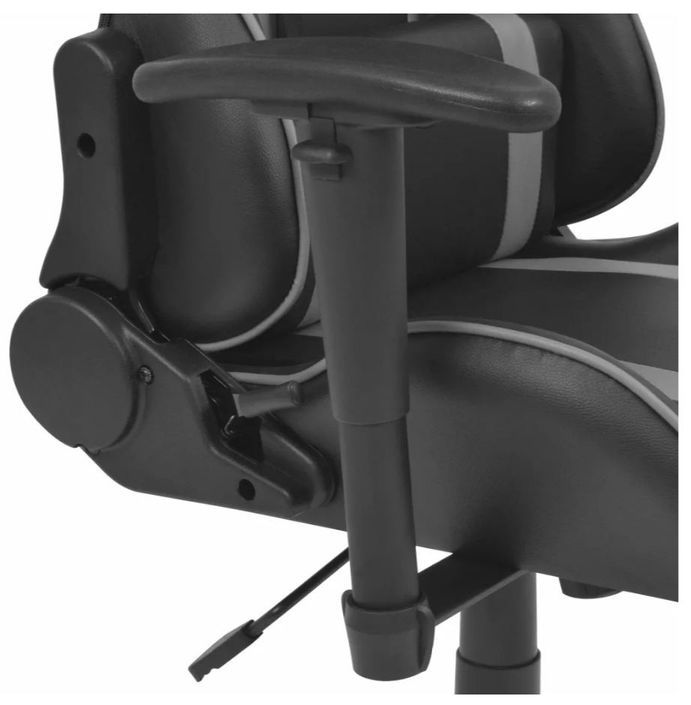 Chaise de bureau avec accoudoirs et repose pieds similicuir gris et noir Fergia 2 - Photo n°6