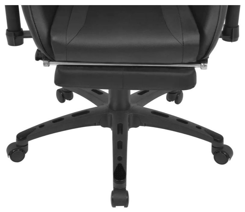 Chaise de bureau avec accoudoirs et repose pieds similicuir noir Fergia - Photo n°4