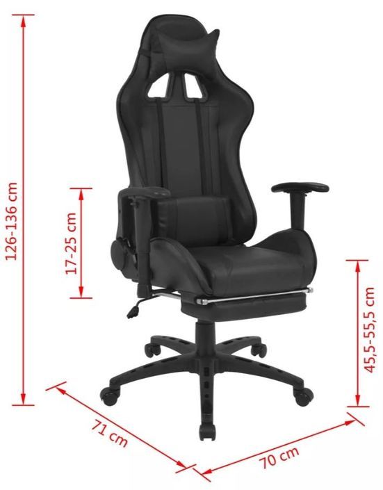 Chaise de bureau avec accoudoirs et repose pieds similicuir noir Fergia - Photo n°7