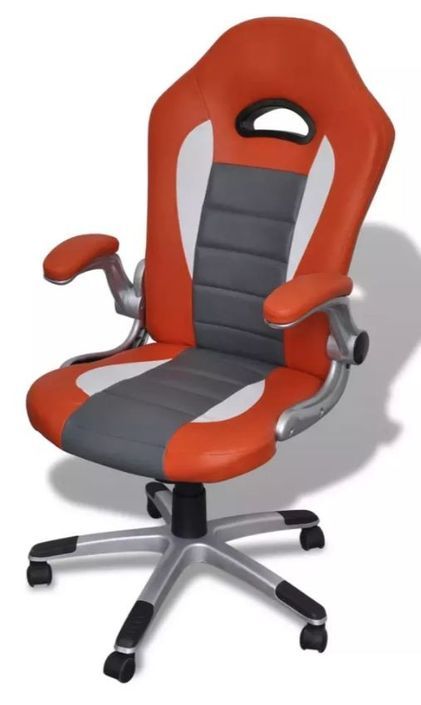 Chaise de bureau avec accoudoirs similicuir et métal multicolore Raylan 4 - Photo n°1