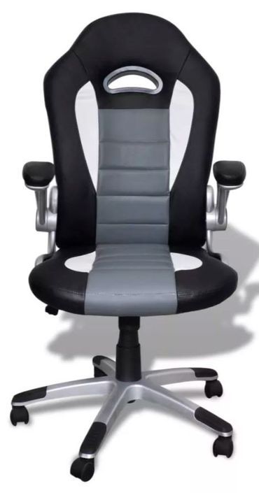 Chaise de bureau avec accoudoirs similicuir et métal multicolore Raylan 3 - Photo n°2