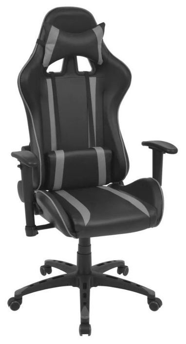 Chaise de bureau avec accoudoirs similicuir gris et noir Fergia 2 - Photo n°1