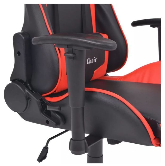 Chaise de bureau avec accoudoirs similicuir rouge et noir Fergia - Photo n°4