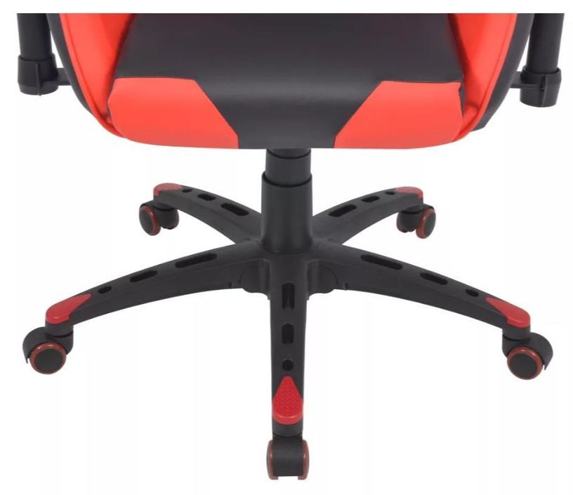 Chaise de bureau avec accoudoirs similicuir rouge et noir Fergia - Photo n°5