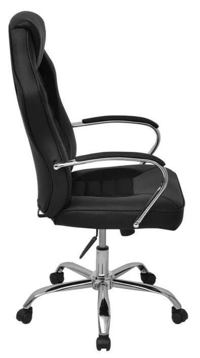 Chaise de bureau avec accoudoirs similicuir tissu maillé noir et noir Fergia - Photo n°3