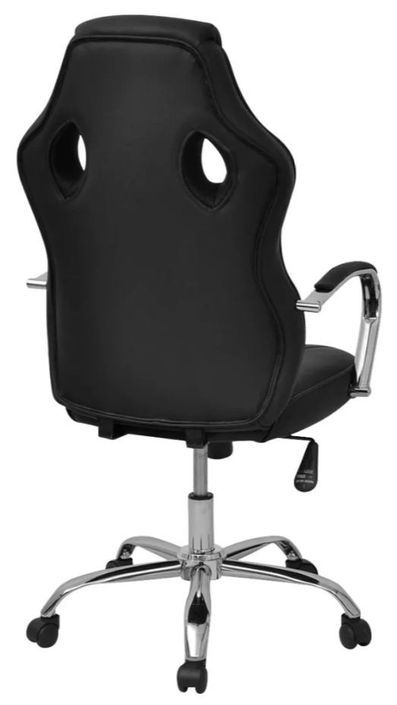 Chaise de bureau avec accoudoirs similicuir tissu maillé noir et noir Fergia - Photo n°4