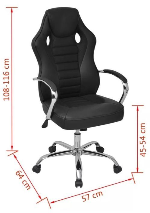 Chaise de bureau avec accoudoirs similicuir tissu maillé noir et noir Fergia - Photo n°6