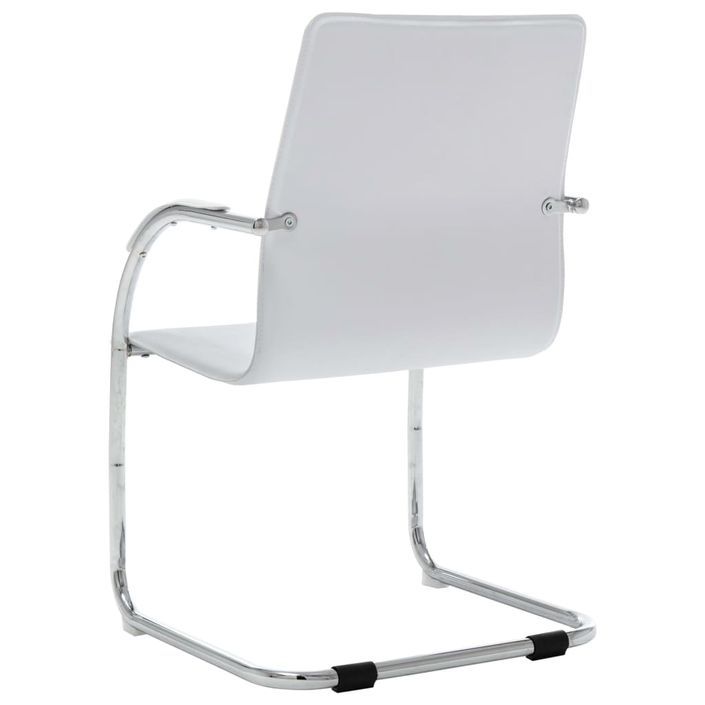 Chaise de bureau cantilever Blanc Similicuir - Photo n°4
