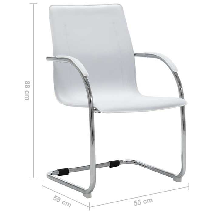 Chaise de bureau cantilever Blanc Similicuir - Photo n°6