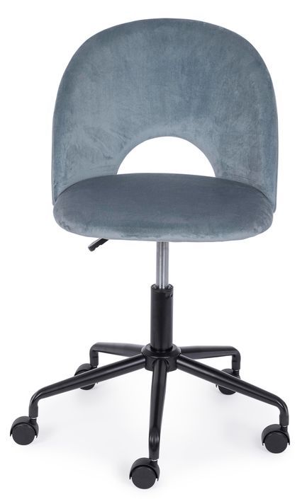 Chaise de bureau en acier et en velours bleu Linzey - Lot de 2 - Photo n°2