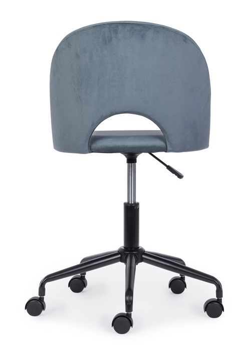 Chaise de bureau en acier et en velours bleu Linzey - Lot de 2 - Photo n°7