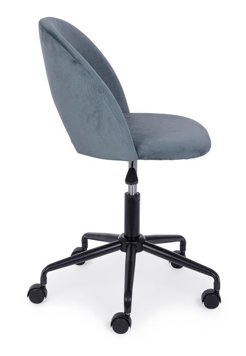 Chaise de bureau en acier et en velours bleu Linzey - Lot de 2 - Photo n°8