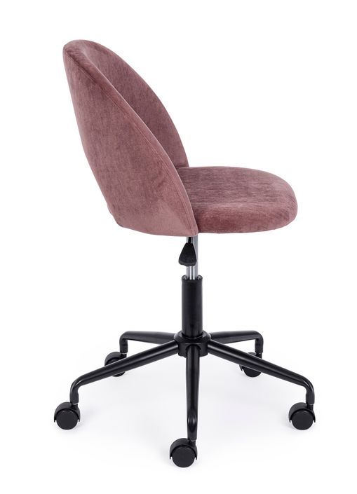 Chaise de bureau en acier et en velours rose Linzey - Lot de 2 - Photo n°10