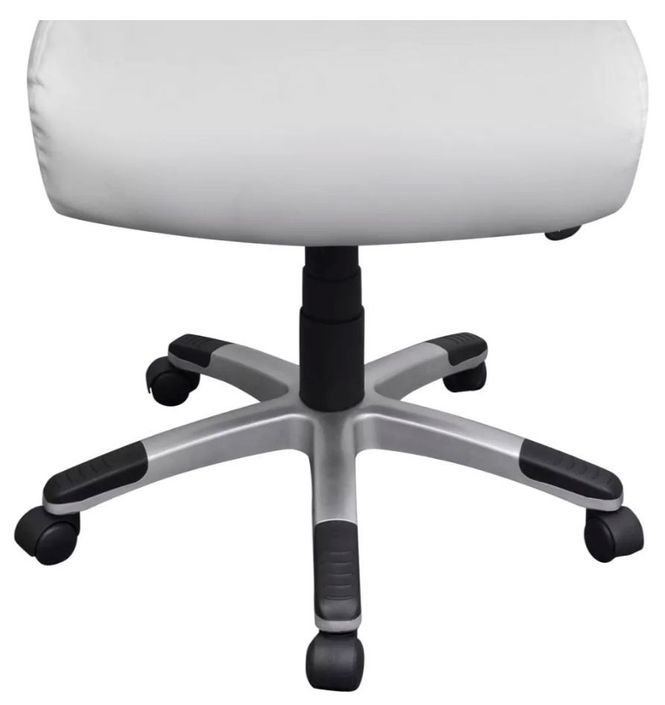 Chaise de bureau pivotante avec accoudoirs similicuir blanc Mikane - Photo n°5