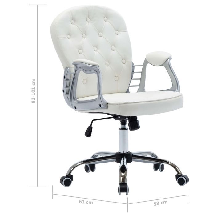 Chaise de bureau pivotante Blanc Similicuir 5 - Photo n°11