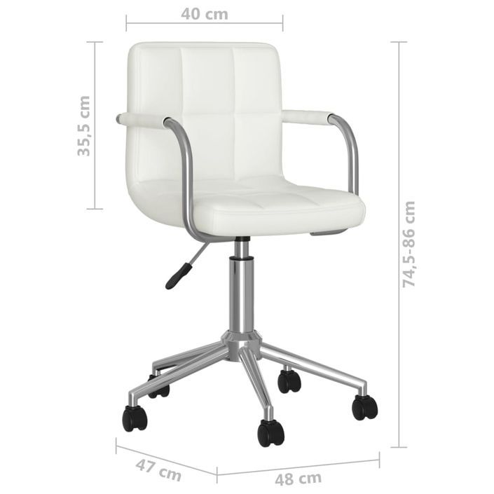 Chaise de bureau pivotante Blanc Similicuir 4 - Photo n°8
