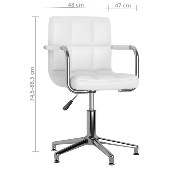 Chaise de bureau pivotante Blanc Similicuir 2 - Photo n°8