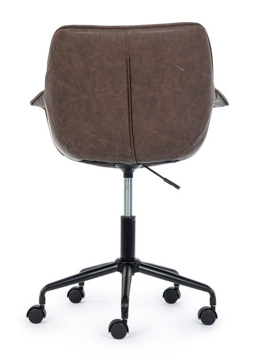 Chaise de bureau pivotante velours marron Josa - Photo n°6