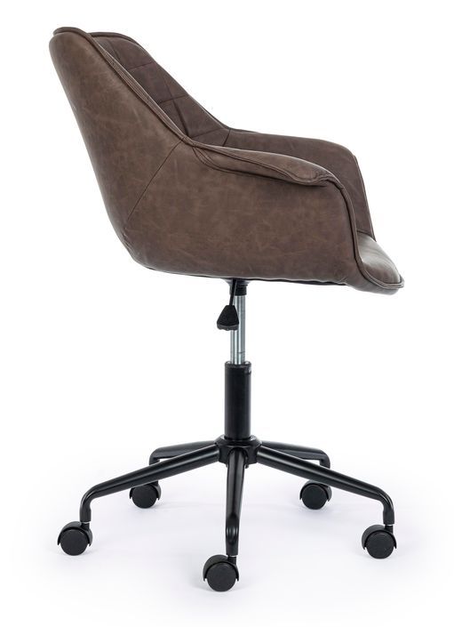 Chaise de bureau pivotante velours marron Josa - Photo n°7
