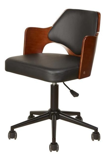 Chaise de bureau réglable avec accoudoirs similicuir noir Kira - Photo n°1