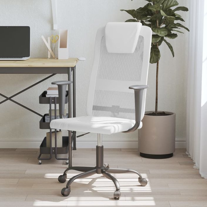 Chaise de bureau réglable en hauteur blanc - Photo n°2