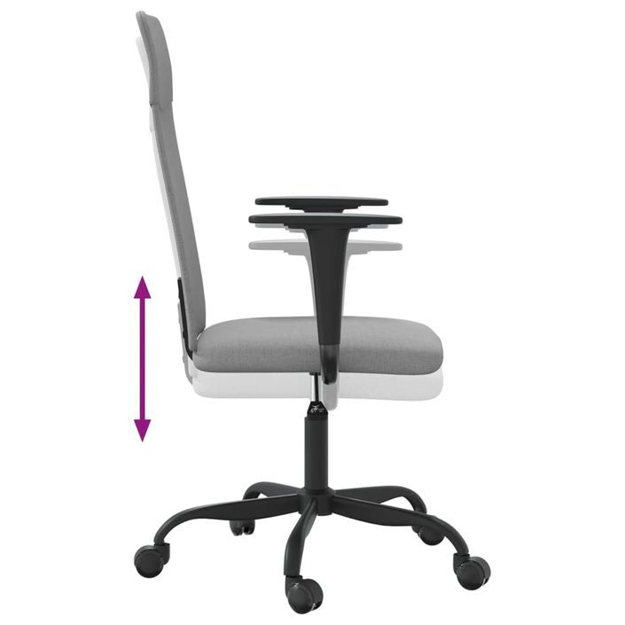 Chaise de bureau réglable en hauteur gris clair tissu - Photo n°6