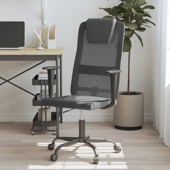 Chaise de bureau réglable en hauteur gris et noir - Photo n°2