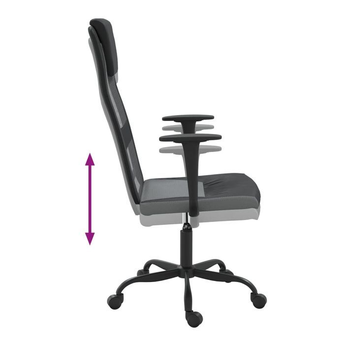 Chaise de bureau réglable en hauteur gris et noir - Photo n°6