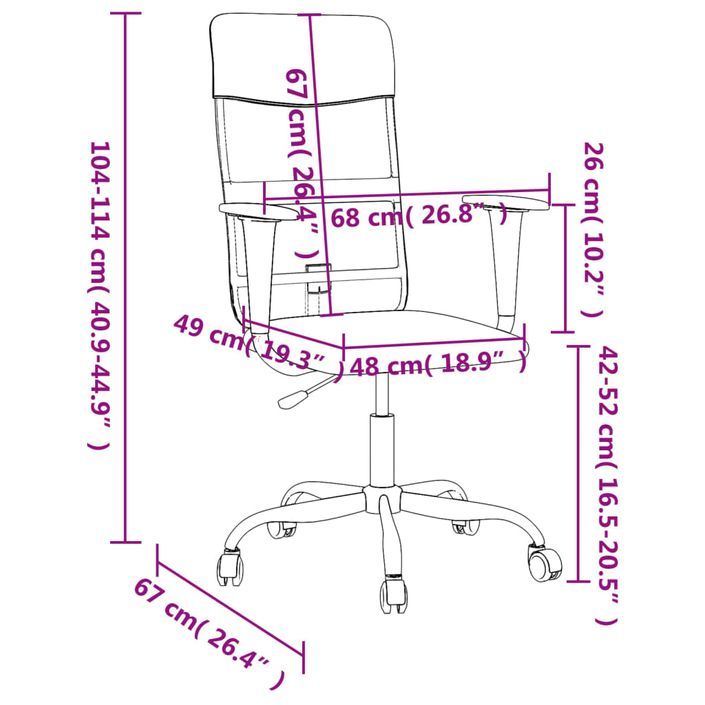 Chaise de bureau réglable en hauteur gris foncé tissu - Photo n°8