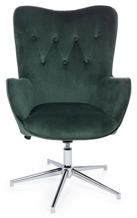 Chaise de bureau réglable en velours vert Farija - Photo n°3
