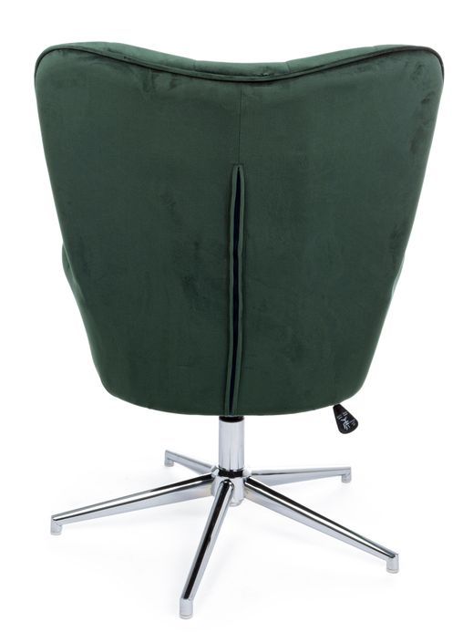 Chaise de bureau réglable en velours vert Farija - Photo n°6