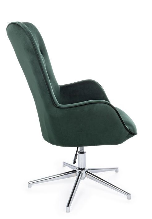 Chaise de bureau réglable en velours vert Farija - Photo n°7
