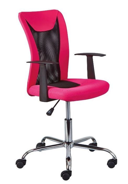 Chaise de bureau réglable simili cuir rose et noir Roll - Photo n°1