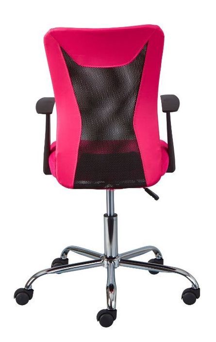 Chaise de bureau réglable simili cuir rose et noir Roll - Photo n°4
