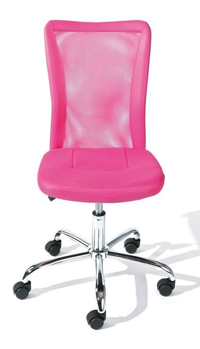 Chaise de bureau rose et pieds métal chromé Kelly - Photo n°2