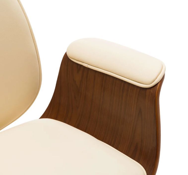 Chaise de bureau simili cuir beige et bois courbé foncé Cine - Photo n°6