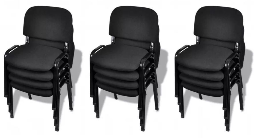 Chaise de bureau tissu et pieds métal noir Minisane - Lot de 12 - Photo n°3
