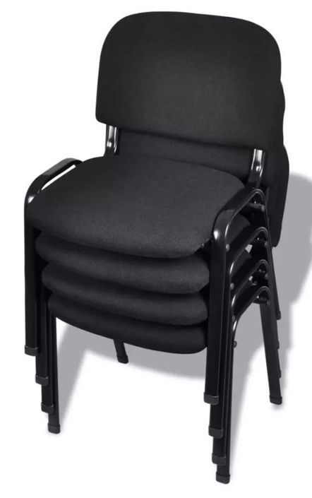 Chaise de bureau tissu et pieds métal noir Minisane - Lot de 4 - Photo n°3