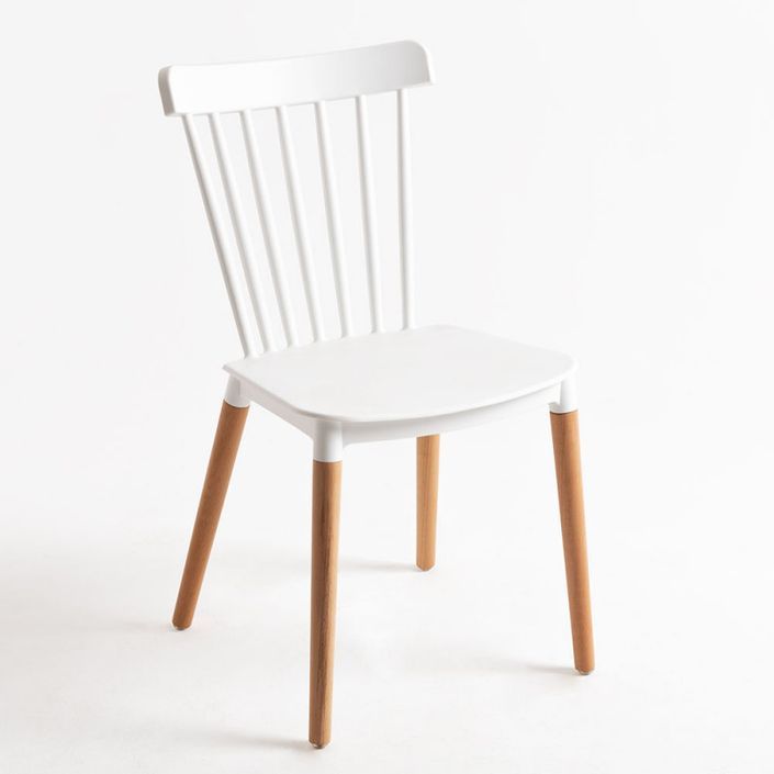 Chaise de cuisine blanche avec pieds en métal effet naturel Trina - Photo n°1