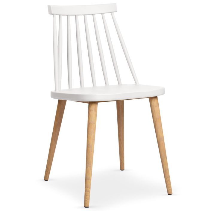 Chaise de cuisine bois et blanc Nordi - Lot de 2 - Photo n°2